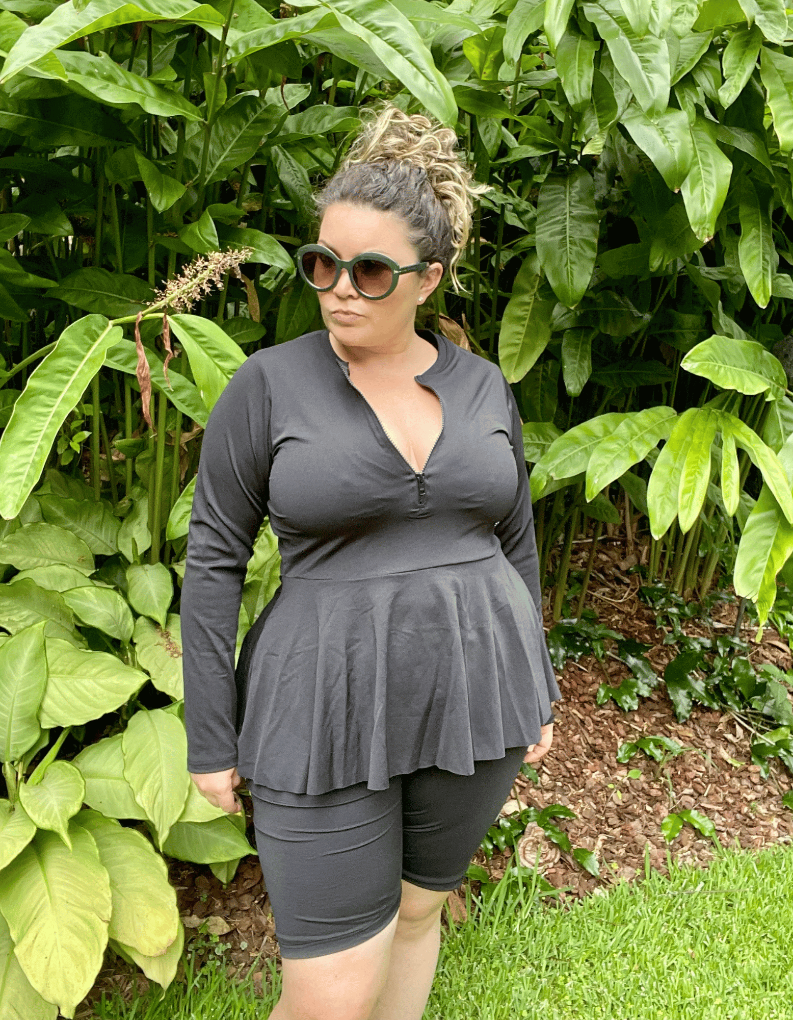 Black Chlorine Proof Women's Bike Length Plus Size Swim Shorts