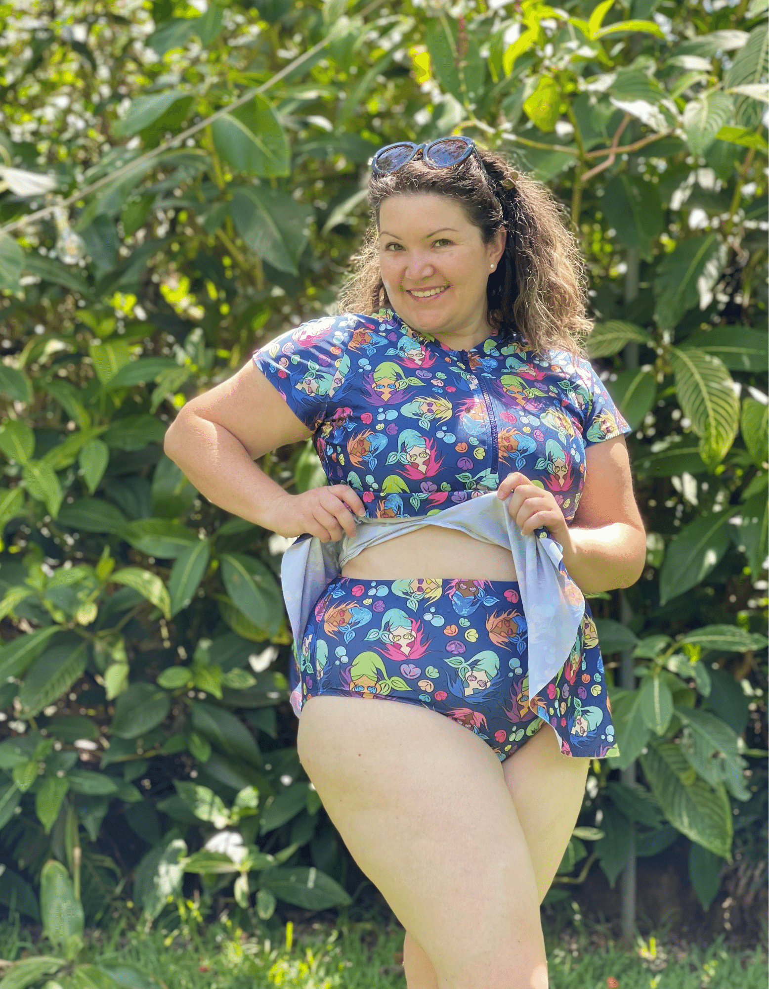 Curvy Mermaid's Women's Short Sleeve Curvy Peplum Rashie and Swim