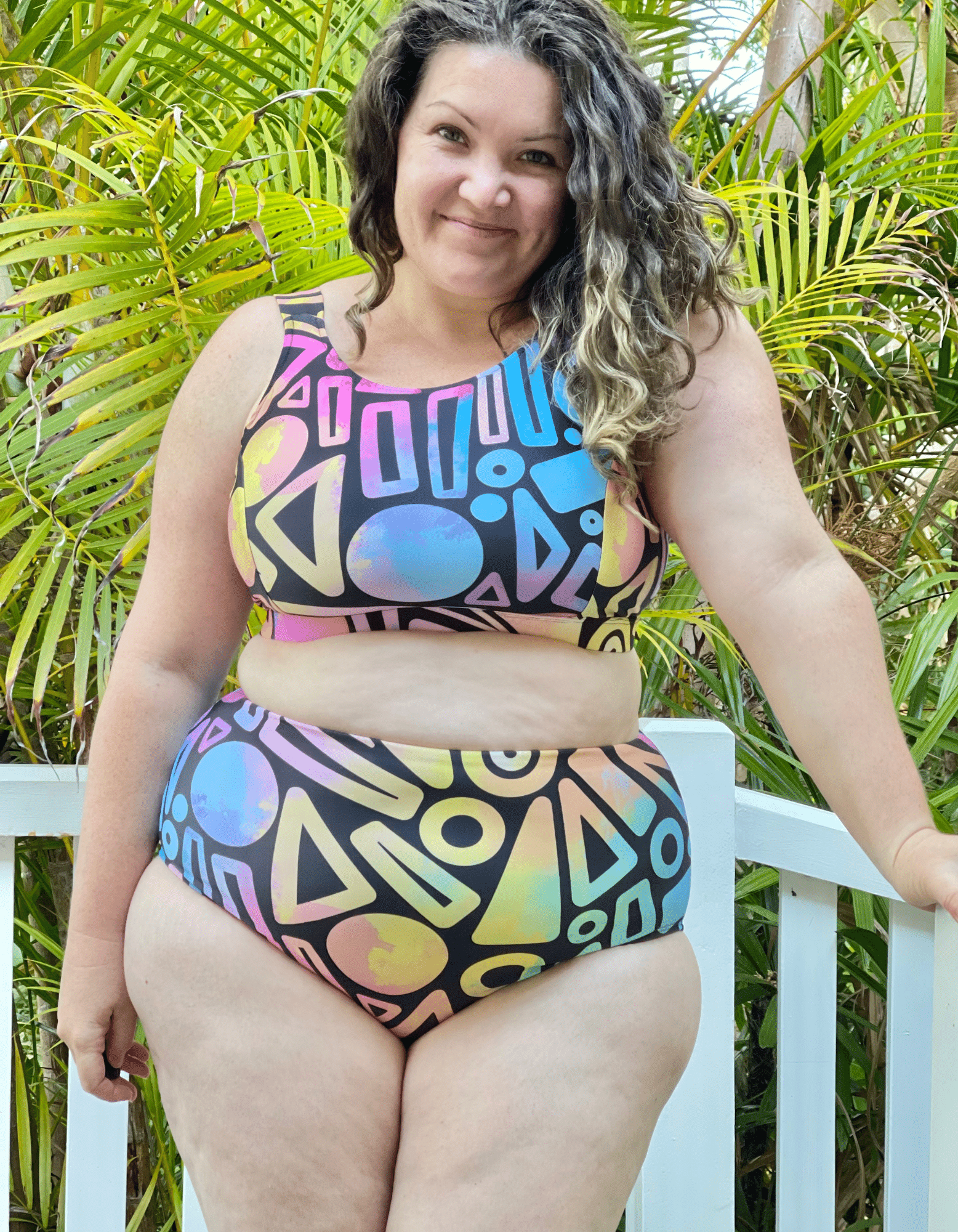 Geo Paddlepop Women's Swim Bralette and Briefs Bikini Bundle