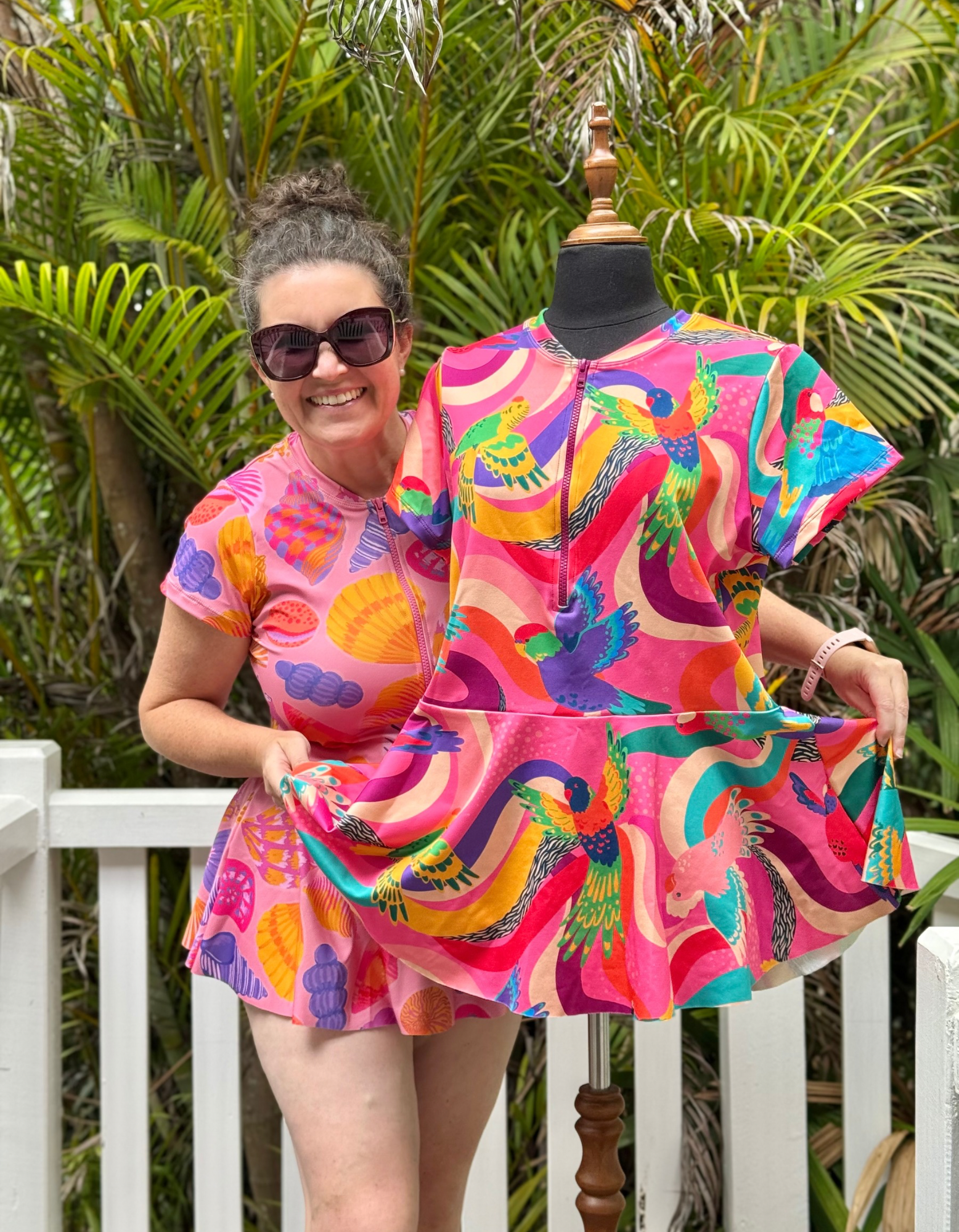 MADE TO ORDER- Parrot Party Women's curvy peplum Rashie New Fit