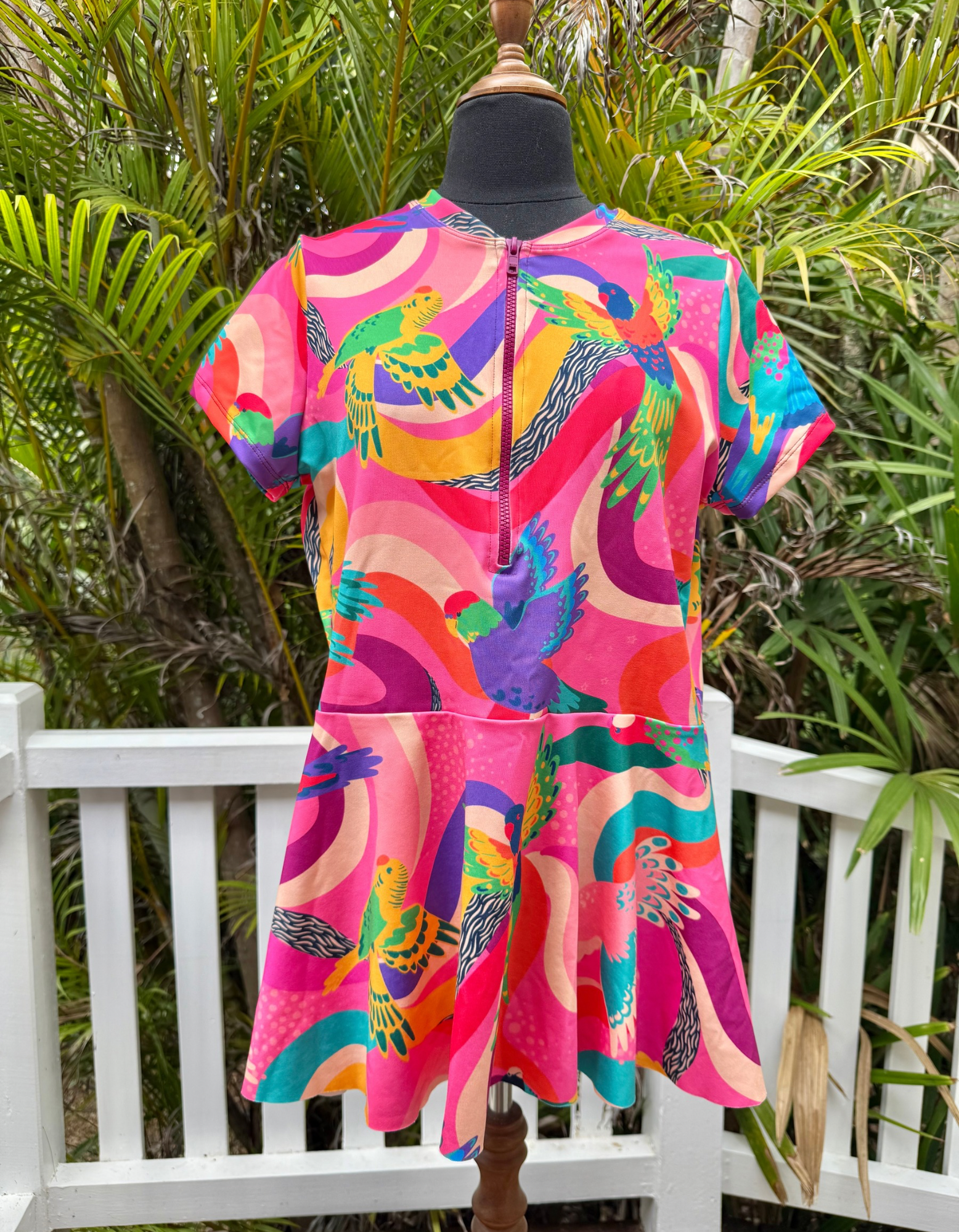 MADE TO ORDER- Parrot Party Women's curvy peplum Rashie New Fit