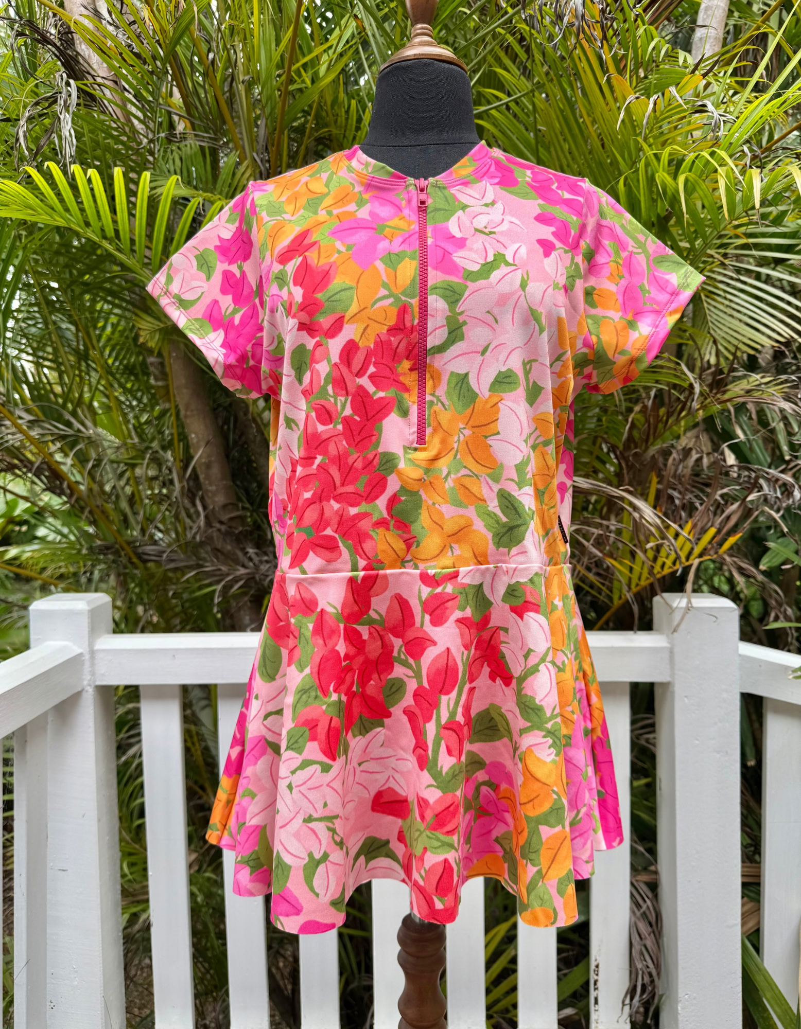 MADE TO ORDER- 'Beautiful Bougs' Women's curvy peplum Rashie New Fit