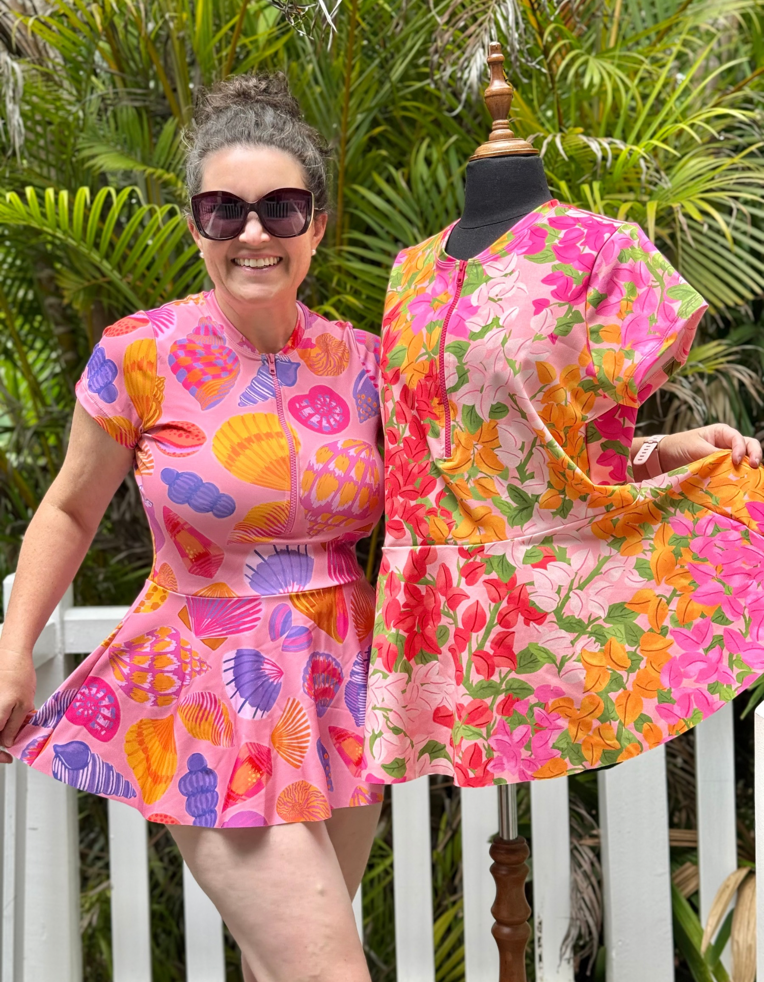 MADE TO ORDER- 'Beautiful Bougs' Women's curvy peplum Rashie New Fit