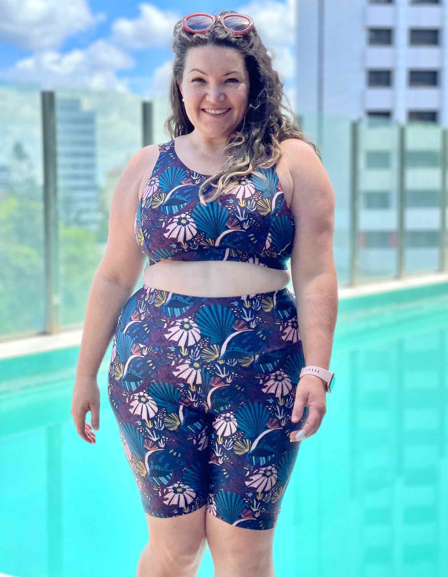 Seashells Women's Bike Length Plus Size Swim Shorts MANTIS SWIMWEAR